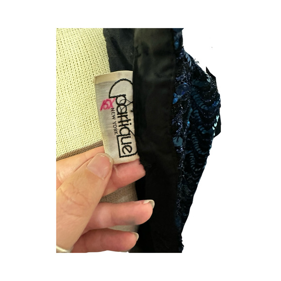 Blue Sequin Peplum Vintage Partique Blouse Small - Picture 8 of 10